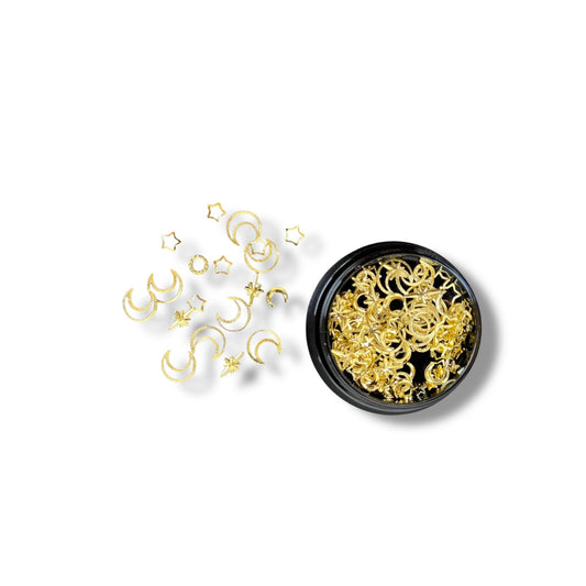 Gold Moon & Star Nail Charms – Celestial Set