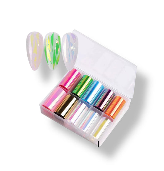 Holographic Nail Foil Set – 10 Colors