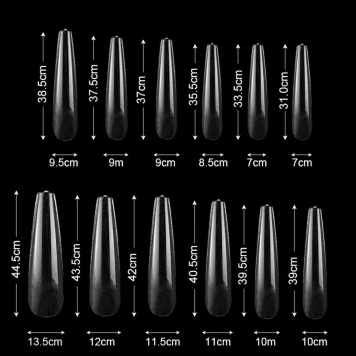 XL Coffins Full Coverage Clear Nail Tips Press On