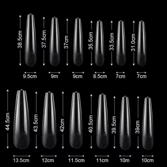 XL Coffins Full Coverage Clear Nail Tips Press On