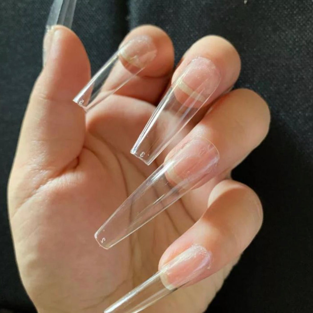 XL Coffins Full Coverage Clear Nail Tips Press On