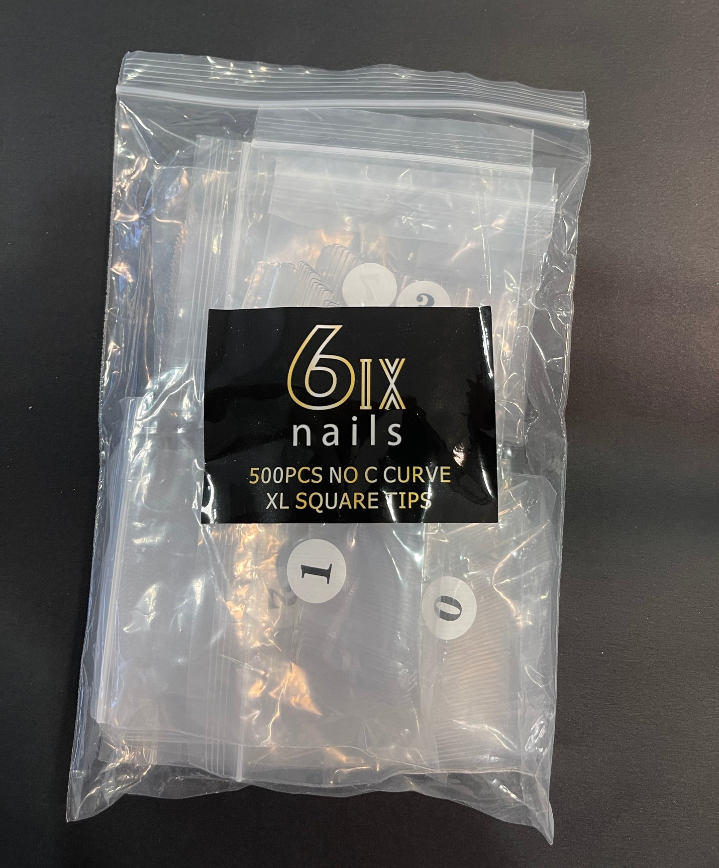 6ix Nails XL Square Tips – No C Curve (500 pcs)